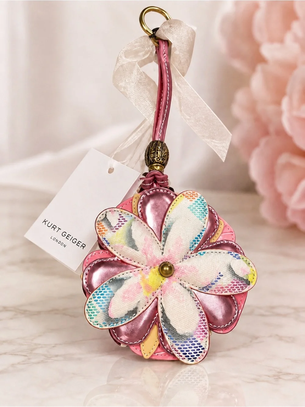 Kurt Geiger London Pink Comb Flower Charm NWT